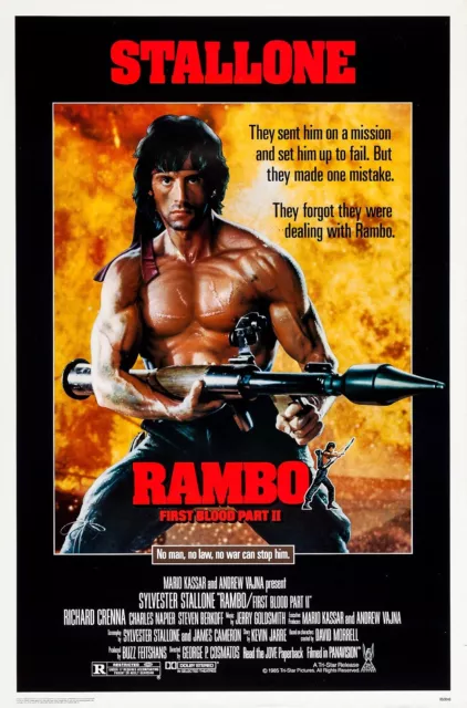 1985 Print Poster Sylvester Stallone Rambo: First Blood II Film 80s Decor Gift