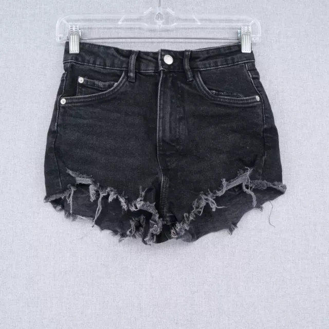 Zara Woman Shorts Womens Size 2 Black Denim Casual Cut-Off High Waisted