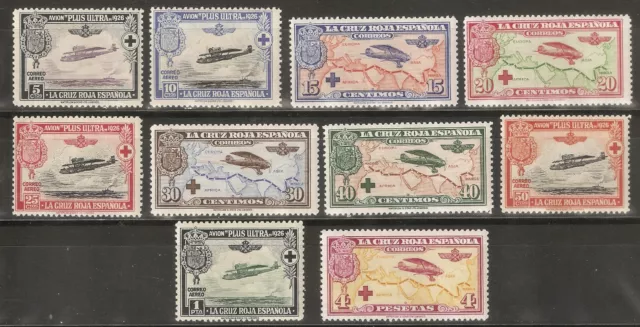 España 1926 Cruz Roja Aerea Edifil 339/348** Sin Fijasellos