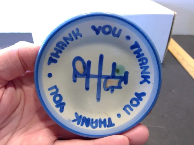 MA Hadley Pottery Thank You Thank You 4 1/4" Round Coaster Dish