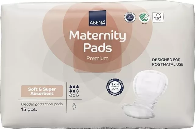 1x Abena Premium Sanitary Maternity Pads - Pack of 15 - 800ml