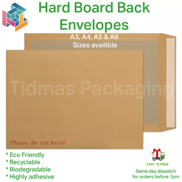 Do Not Bend Envelopes Hard Back Brown A3 /A4 /A5 /A6 Please Do Not Bend