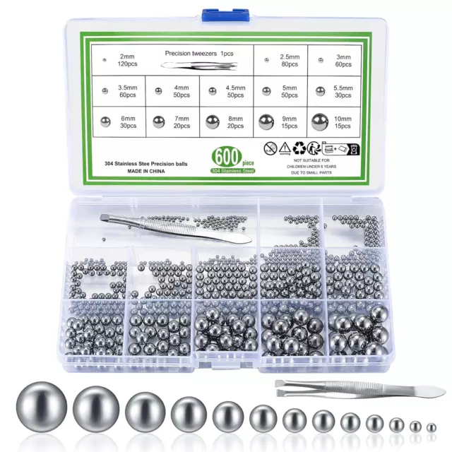 Metric Precision Steel Bearing Balls Assorted Stainless Bicycle Bearing 600 Pcs