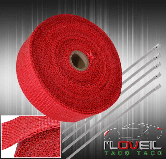 10M Jdm Fiberglass Thermo Heat Wrap Tape High Heat Cloth Roll Kit Red