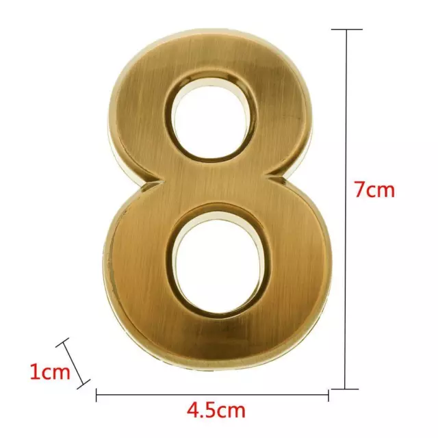 2X Plaque autocollante en plastique doré, plaque de numéro, chiffre 2