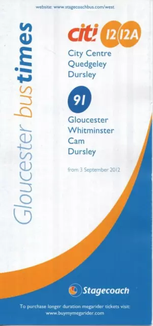 Stagecoach Bus Timetable - 12/12A/91 - Gloucester-Dursley - September 2012