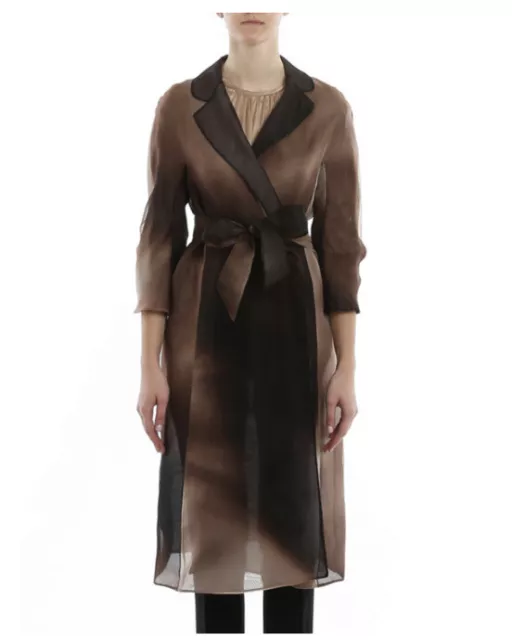 Studio Max Mara Dondolo Organdie Duster Coat Sheer Belted Dress Coat Size 0