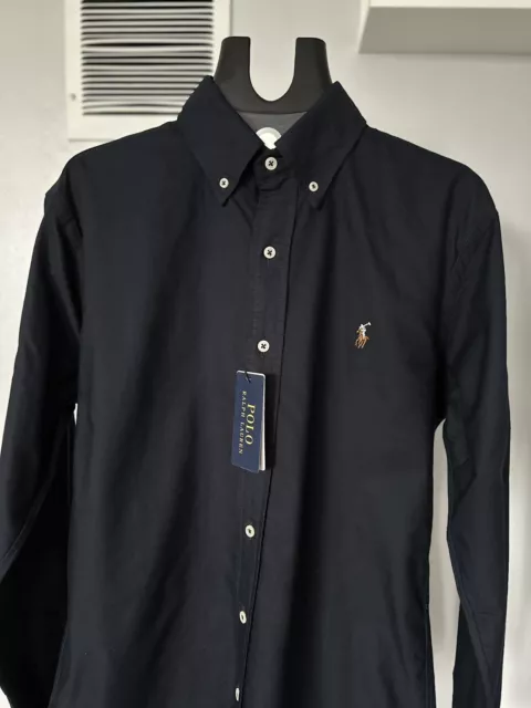 Polo Ralph Lauren Button Down Shirt Navy Blue Slim Fit XL
