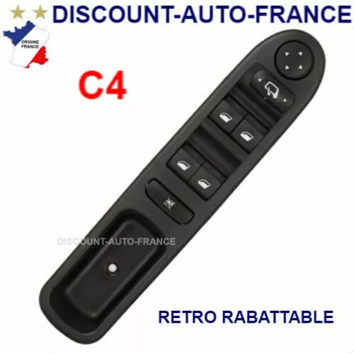 platine bouton 4 leve vitre CITROEN C4  retro rabattable 6554.GZ  - AVEC SUPPORT