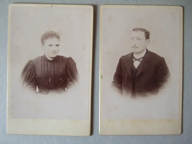 Lot 2 Photographies Cdv Grand Format 1 Femme + 1 Homme. Dos Muets.