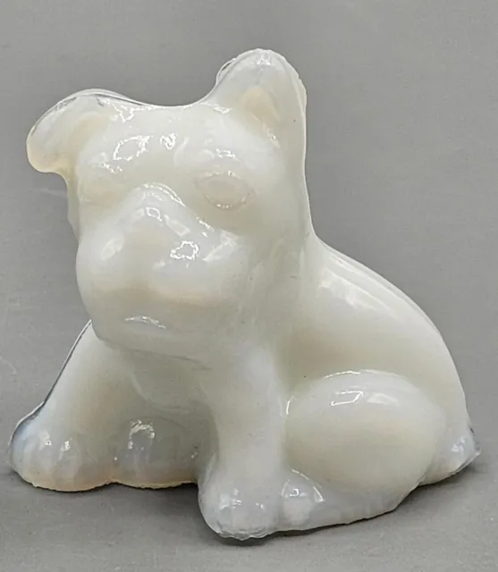 VINTAGE Cambridge Glass Miniature Bulldog Milk White Figurine