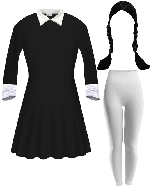 Costume Mercoledì Addams A Nevermore Bambina Per Halloween E, Vestito Mercoled - Foto 5