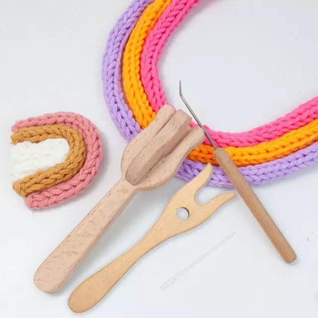 Strickgabel-Flechtwerkzeug aus Holz, handgefertigtes Kit zum Handweben