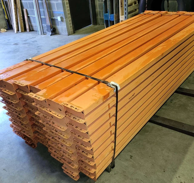 Lot of 56 ORANGE NEW Tear Drop Beam for Pallet Rack 99" 5" Thick 6400 Capacity