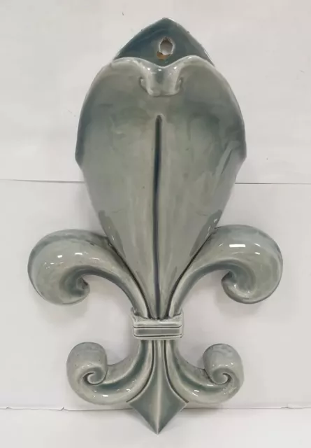 ancien vase soliflore mural fleur de lys faience ceramique dlg delphin massier