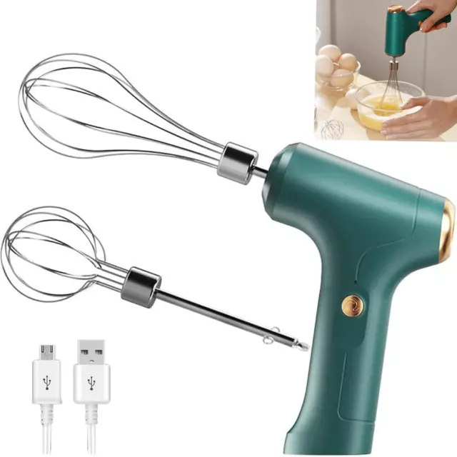 Wireless Electric Whisk Hand Mixer Rechargeable Kitchen Egg Beater Milk Mixer AU