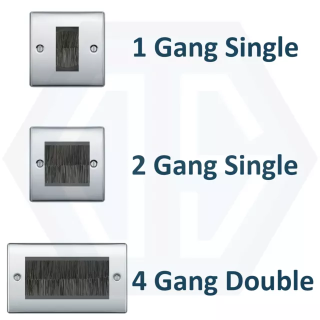 BG Nexus Single & Double Gang Brush Stripe Cable Entry Wall Face Plate TV Outlet