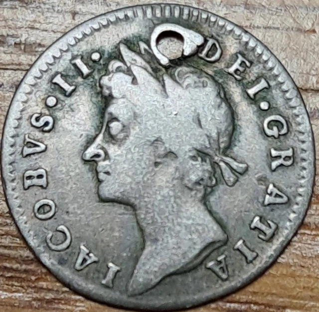 1686 King James II Silver Maundy Threepence Great Condition, Pierced for Charm