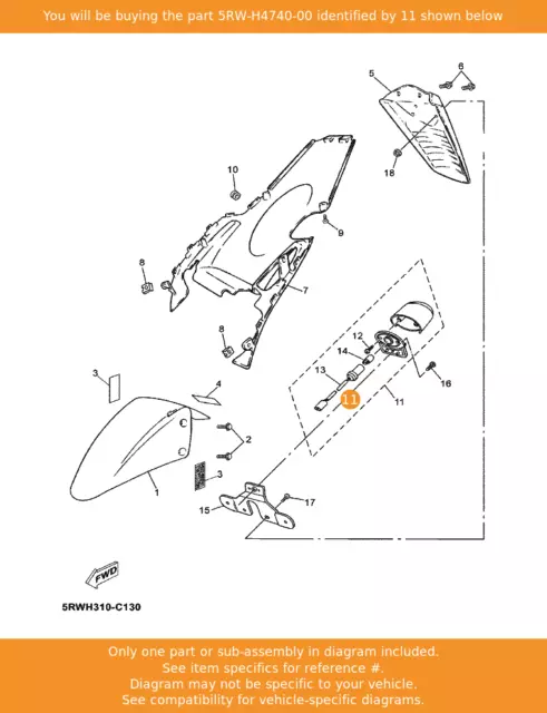 Yamaha Lizenz Lichtbaugruppe, 5RW-H4740-00 OEM Jog JogRR CS50 CS50Z CS50MACH G AIR