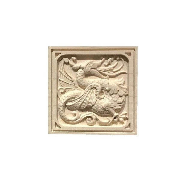 Asian Dragon Solid Hardwood Rosette / Casing Blocks