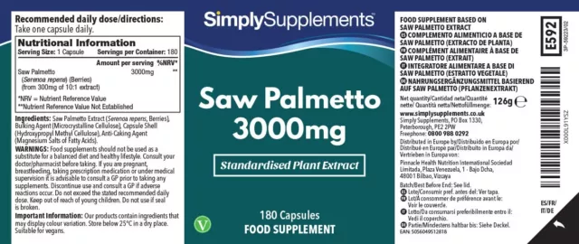 Saw Palmetto 3000mg - Extra Fuerte - 180 comprimidos - Suplemento de calidad 2
