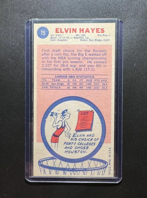 1969 Topps #75 Elvin Hayes San Diego NM/MT Rookie Card Sharp HOF 2