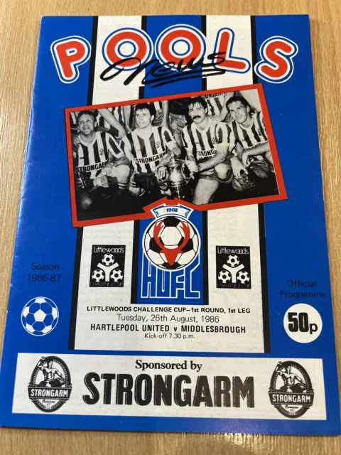 86/87 Hartlepool United v. Middlesborough - LC 1st round 1st leg.