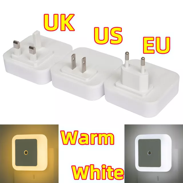 LED Night Light Intelligent Sensor Lamp Plug-in Light Control Induction Lamp UK~