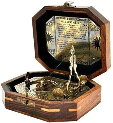 Handmade Brass Pendulum Sundial Compass Engraved Sundial Vintage-style Gift,