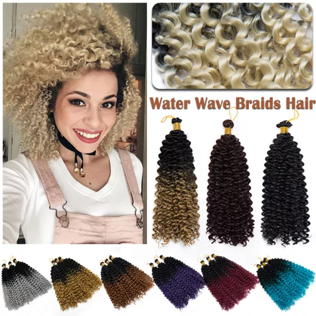 Afro Curly Water Wave Crochet Hair Extensions Kinky Ombre Braids Natural Black