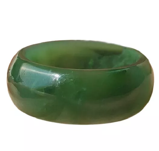 8mm Wide Genuine Canadian Nephrite Green Jade Band Ring - Multiple Sizes