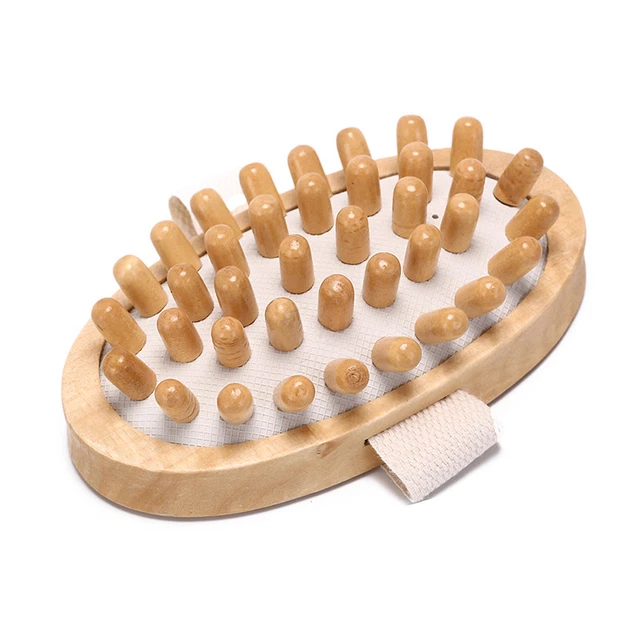 hand-held natural wood massager body brush cellulite reductionslimmingmassagH-wf