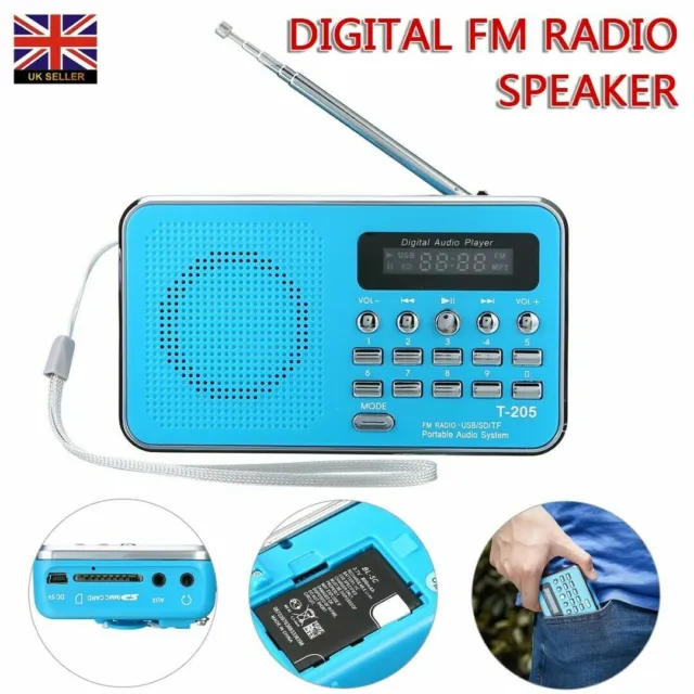 Mini Portable LCD Digital FM Radio Speaker USB SD TF Card Mp3 Speakers Player UK