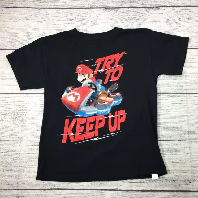 NINTENDO MARIO BROS Mario Kart Black T-Shirt Boy’s L 10/12 try to keep ...