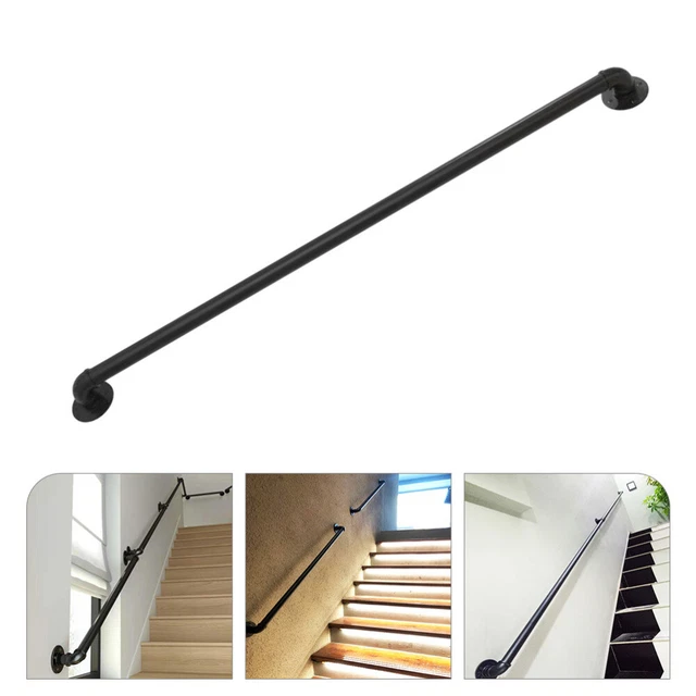 Barandilla de escalera barandilla de acero para escaleras exteriores escalera soporte de pared Black