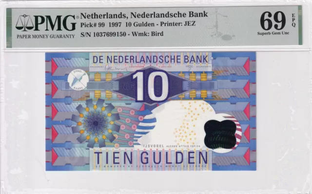 Netherlands 10 Gulden 1997 PMG 69 EPQ