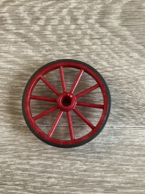 Accessoire Playmobil Romains - Roue Rouge Et Grise Pour Chariot De Gladiateur - Références 4270, 5391, Etc.