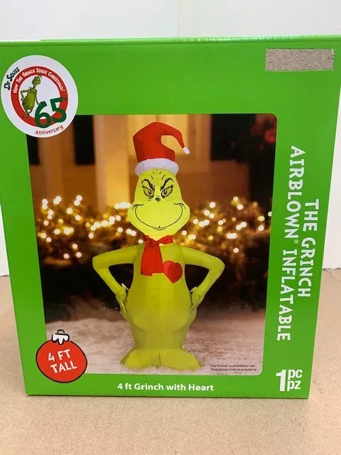 GRINCH CHRISTMAS GEMMY AIRBLOWN INFLATABLE BLOW UP LED YARD DECOR 4ft Tall