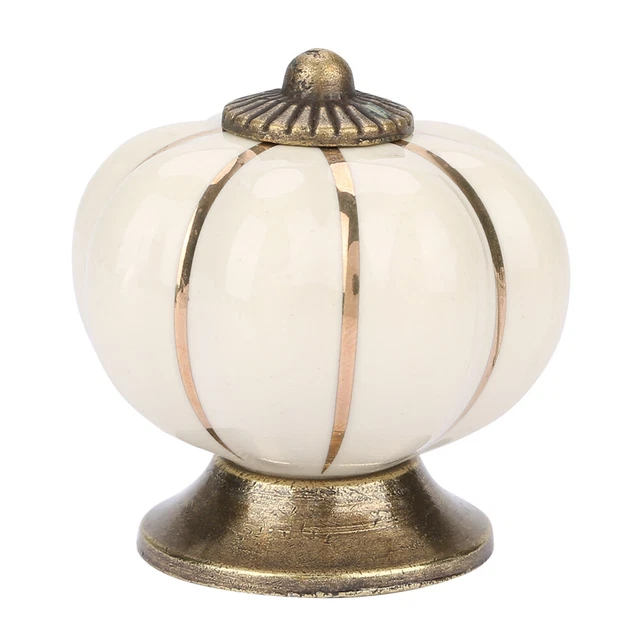 (Beige) Boutons De Porte Boutons En Céramique Citrouille Pour Meubles