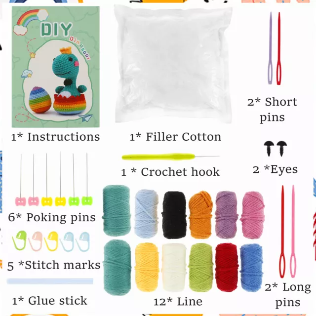 Crochet Kit for Beginners - 4Pcs Succulents, Beginner Crochet