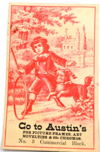 Go to Austin's Pictures Frame Art Novelties & .99c Chromos Victorian Trade Card