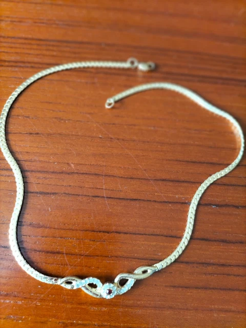 Collier Ras De Cou Vintage Alana - Métal Et Strass, Fait En Italie, Occasion Très Bon état