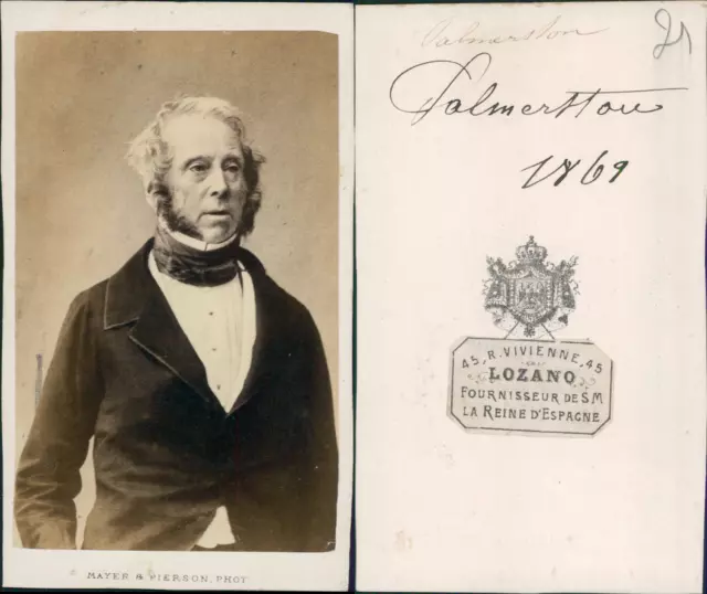 Lozano, Paris, Lord Palmerston CDV vintage albumen carte de visite.Henry John