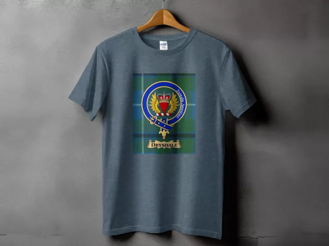 Drysdale Clan Tartan Crest Graphic Tee, Scottish Heritage T-Shirt, Unisex