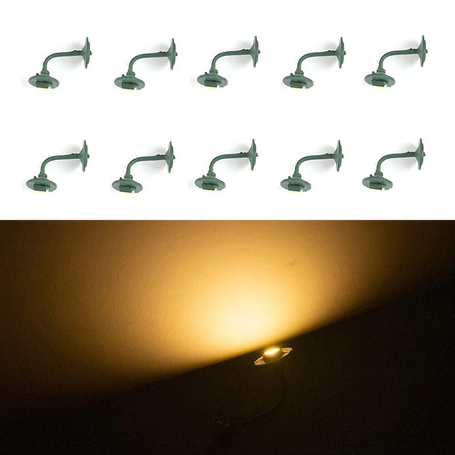 Lot De 10 Appliques Murales LED Échelle 1:87 – Éclairage Blanc Chaud Pour Train Miniature – Accessoires De Réseau Ferroviaire