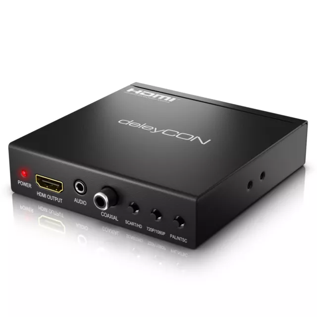 deleyCON SCART zu HDMI Konverter mit Audio Extractor SCART + HDMI Eingang auf HD