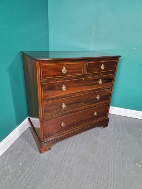 An Antique Edwardian Mahogany String Inlaid Chest of Drawers ~Delivery Available