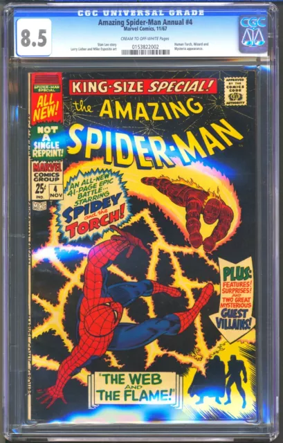 Amazing Spider-Man Annual #4 - Cgc 8.5 Cr/Ow - Vf+ 1967 - Stan Lee