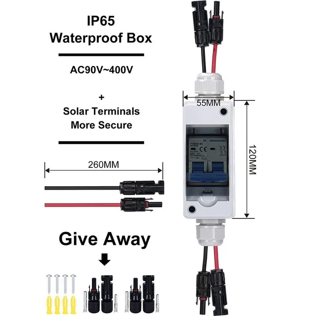 INTERRUTTORE ISOLATORE FOTOVOLTAICO compatto DCAC 30A IP65 interruttore