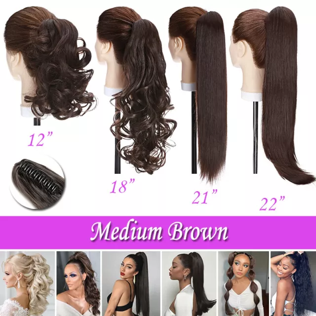 Real Soft Long Thick Claw Ponytail Pony Tail Clip In As Human Hair Extension AU